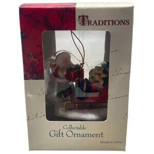 Christmas Traditions collectable gift ornament Santa sleigh presents plastic new